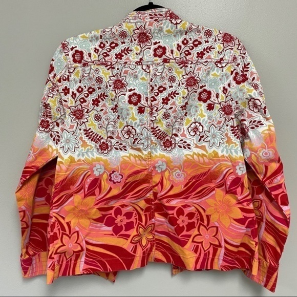 Chico’s Floral Cotton Jacket Size 1 - Picture 2 of 5
